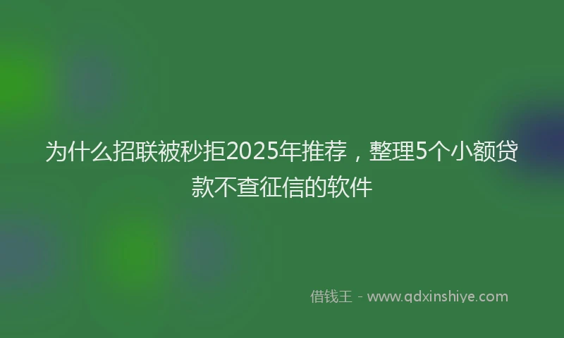 为什么招联被秒拒2025年推荐，整理5个小额贷款不查征信的软件