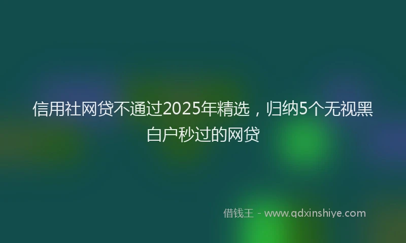信用社网贷不通过2025年精选，归纳5个无视黑白户秒过的网贷