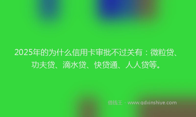 2025年的为什么信用卡审批不过关有：微粒贷、功夫贷、滴水贷、快贷通、人人贷等。