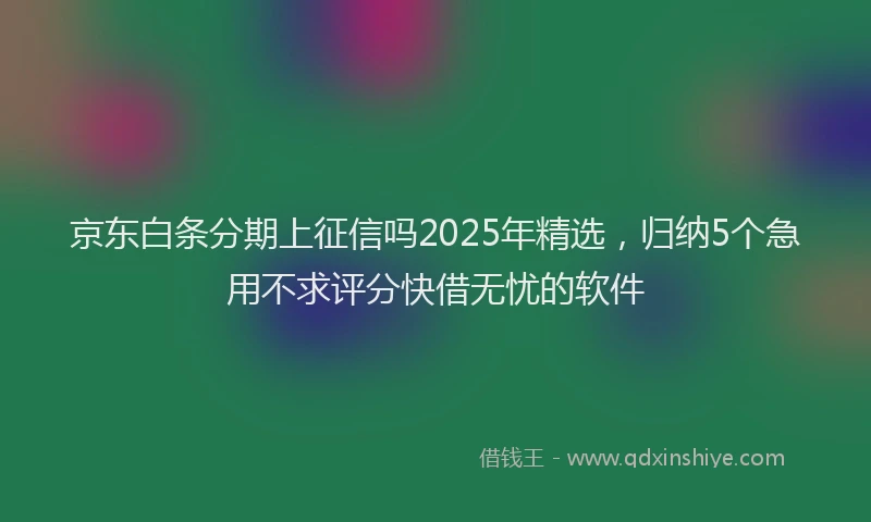 京东白条分期上征信吗2025年精选，归纳5个急用不求评分快借无忧的软件