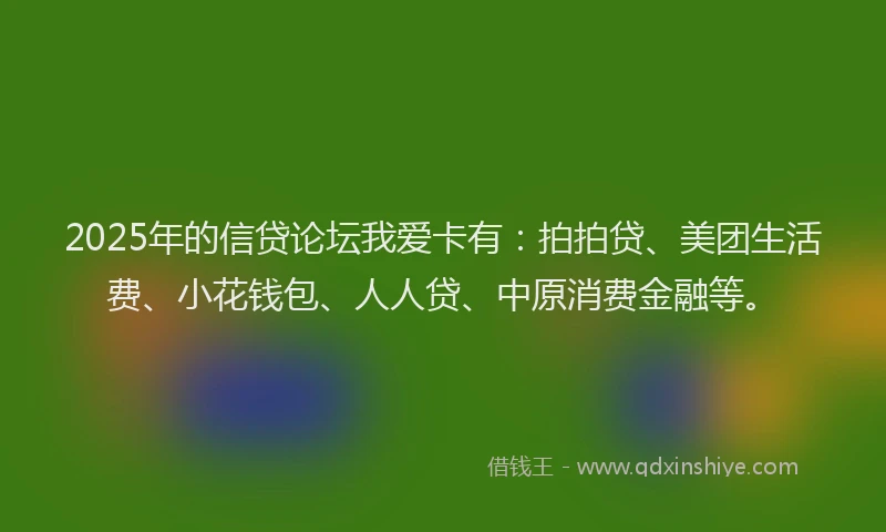 2025年的信贷论坛我爱卡有：拍拍贷、美团生活费、小花钱包、人人贷、中原消费金融等。
