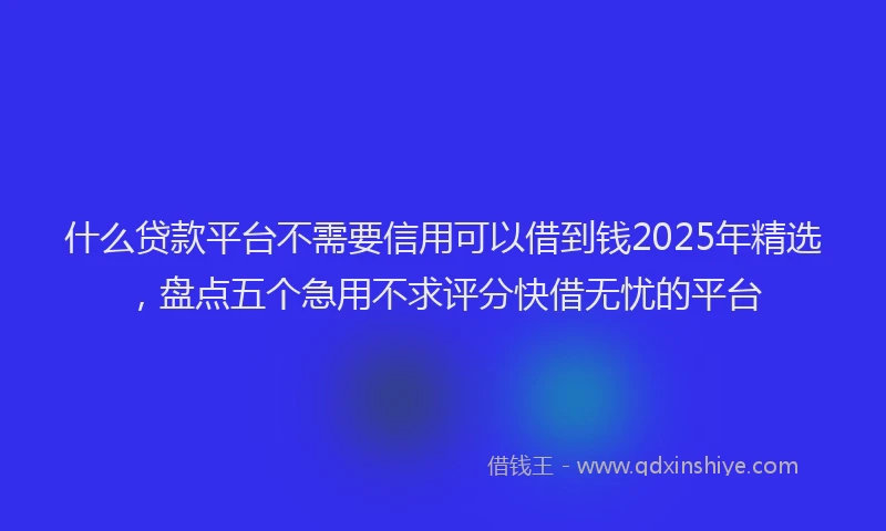 什么贷款平台不需要信用可以借到钱2025年精选，盘点五个急用不求评分快借无忧的平台