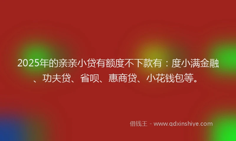 2025年的亲亲小贷有额度不下款有：度小满金融、功夫贷、省呗、惠商贷、小花钱包等。