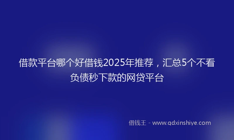 借款平台哪个好借钱2025年推荐，汇总5个不看负债秒下款的网贷平台