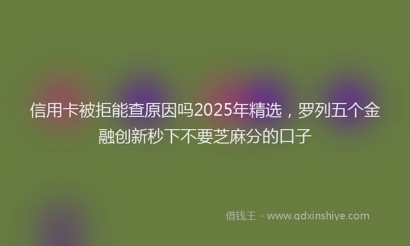 信用卡被拒能查原因吗2025年精选，罗列五个金融创新秒下不要芝麻分的口子