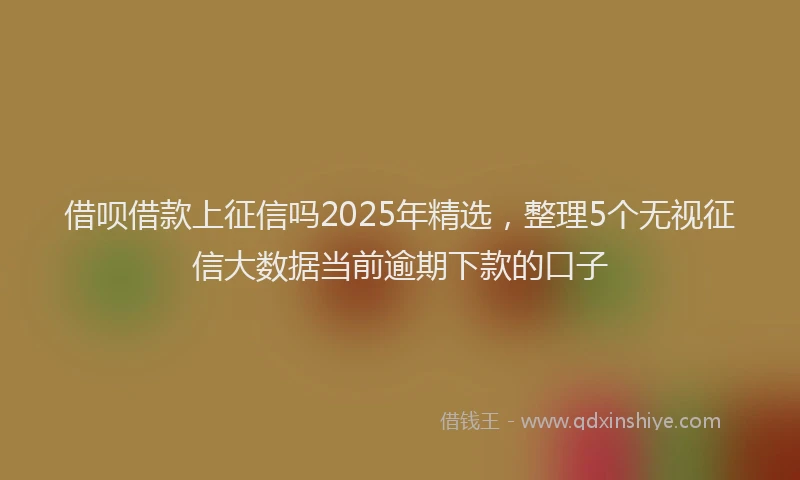 借呗借款上征信吗2025年精选，整理5个无视征信大数据当前逾期下款的口子