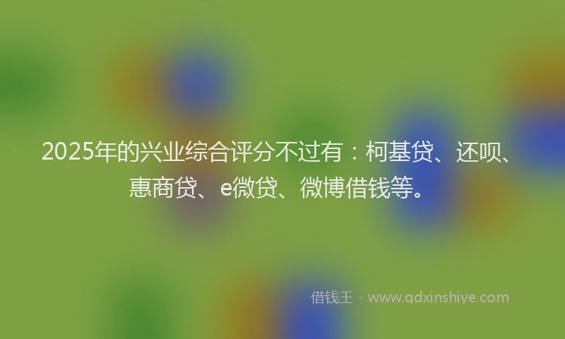 2025年的兴业综合评分不过有：柯基贷、还呗、惠商贷、e微贷、微博借钱等。