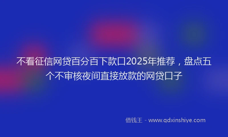 不看征信网贷百分百下款口2025年推荐，盘点五个不审核夜间直接放款的网贷口子