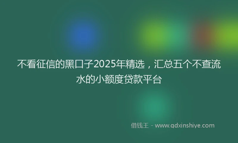 不看征信的黑口子2025年精选，汇总五个不查流水的小额度贷款平台