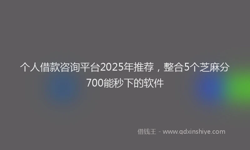 个人借款咨询平台2025年推荐，整合5个芝麻分700能秒下的软件