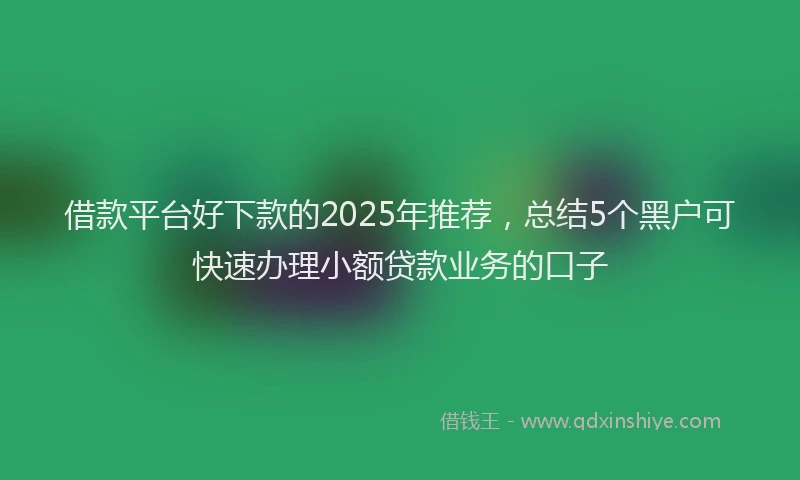 借款平台好下款的2025年推荐，总结5个黑户可快速办理小额贷款业务的口子