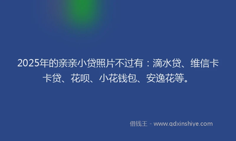 2025年的亲亲小贷照片不过有：滴水贷、维信卡卡贷、花呗、小花钱包、安逸花等。