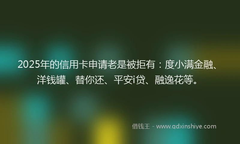 2025年的信用卡申请老是被拒有：度小满金融、洋钱罐、替你还、平安i贷、融逸花等。