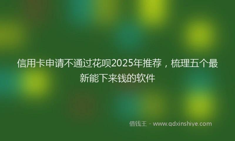 信用卡申请不通过花呗2025年推荐，梳理五个最新能下来钱的软件