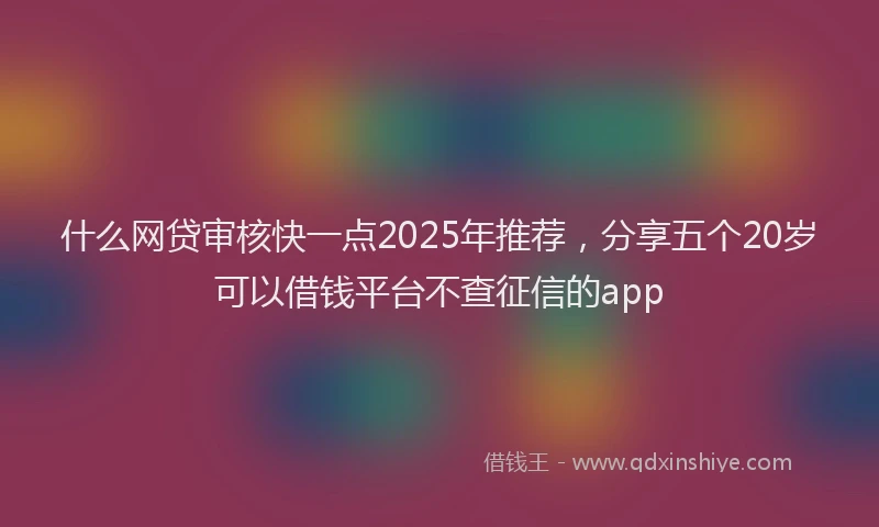 什么网贷审核快一点2025年推荐，分享五个20岁可以借钱平台不查征信的app