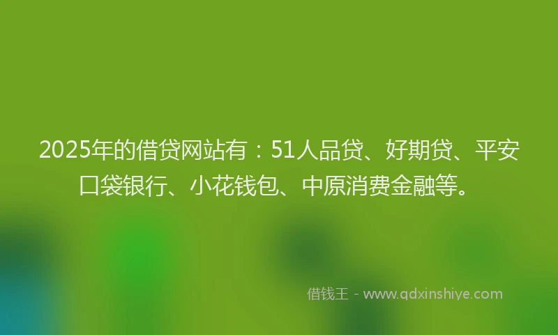 2025年的借贷网站有：51人品贷、好期贷、平安口袋银行、小花钱包、中原消费金融等。