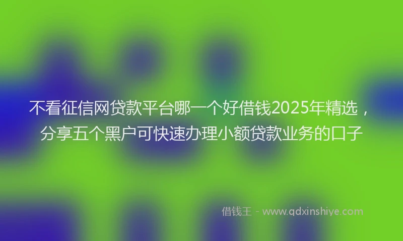 不看征信网贷款平台哪一个好借钱2025年精选，分享五个黑户可快速办理小额贷款业务的口子