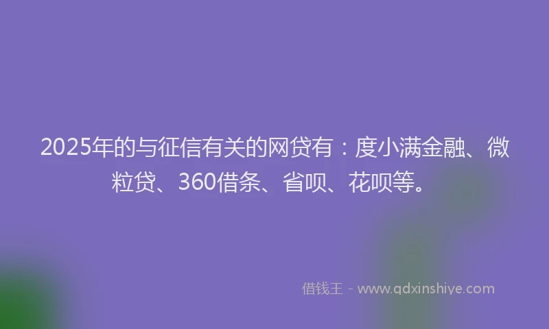 2025年的与征信有关的网贷有：度小满金融、微粒贷、360借条、省呗、花呗等。
