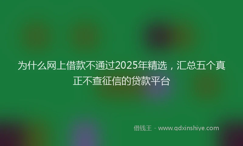 为什么网上借款不通过2025年精选，汇总五个真正不查征信的贷款平台