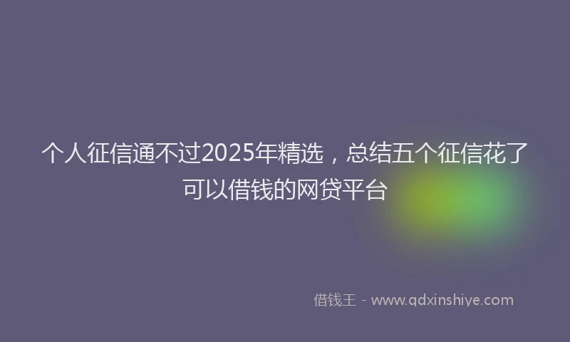 个人征信通不过2025年精选，总结五个征信花了可以借钱的网贷平台