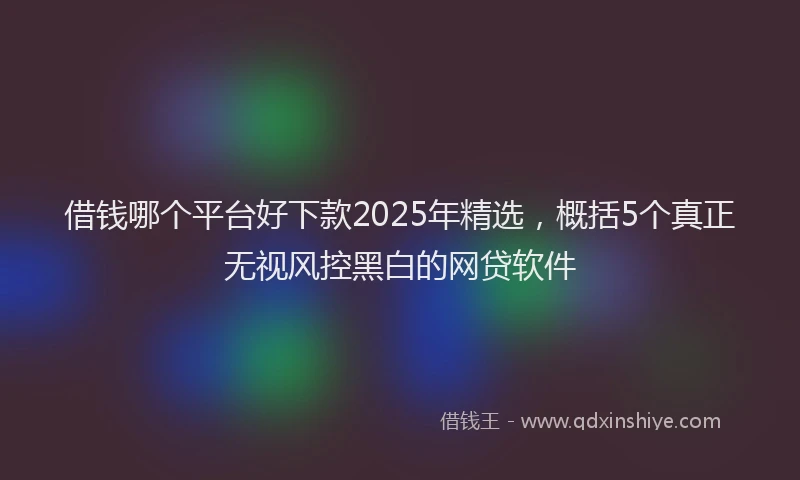借钱哪个平台好下款2025年精选，概括5个真正无视风控黑白的网贷软件