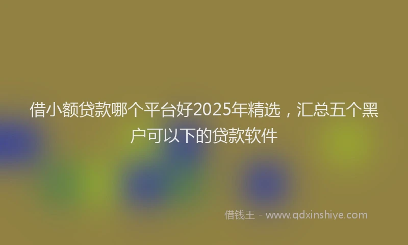 借小额贷款哪个平台好2025年精选，汇总五个黑户可以下的贷款软件