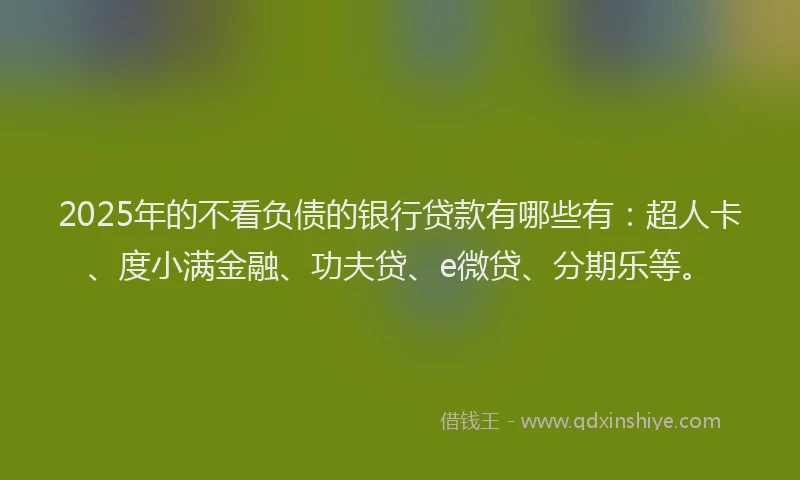 2025年的不看负债的银行贷款有哪些有：超人卡、度小满金融、功夫贷、e微贷、分期乐等。
