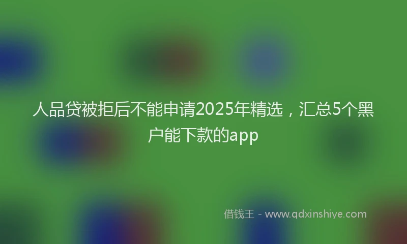 人品贷被拒后不能申请2025年精选，汇总5个黑户能下款的app