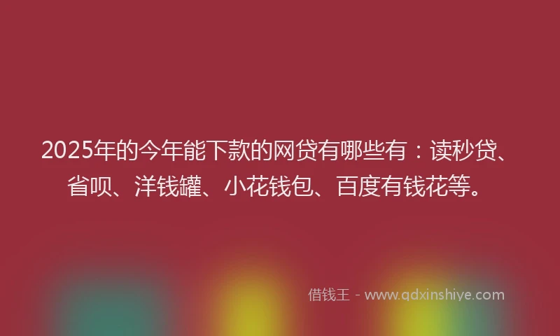 2025年的今年能下款的网贷有哪些有：读秒贷、省呗、洋钱罐、小花钱包、百度有钱花等。