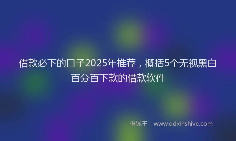 借款必下的口子2025年推荐，概括5个无视黑白百分百下款的借款软件