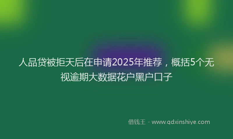 人品贷被拒天后在申请2025年推荐，概括5个无视逾期大数据花户黑户口子