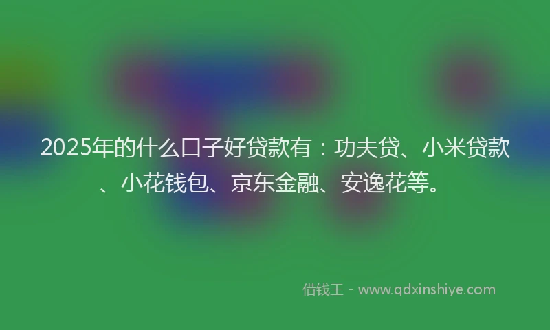 2025年的什么口子好贷款有：功夫贷、小米贷款、小花钱包、京东金融、安逸花等。