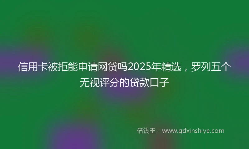 信用卡被拒能申请网贷吗2025年精选，罗列五个无视评分的贷款口子