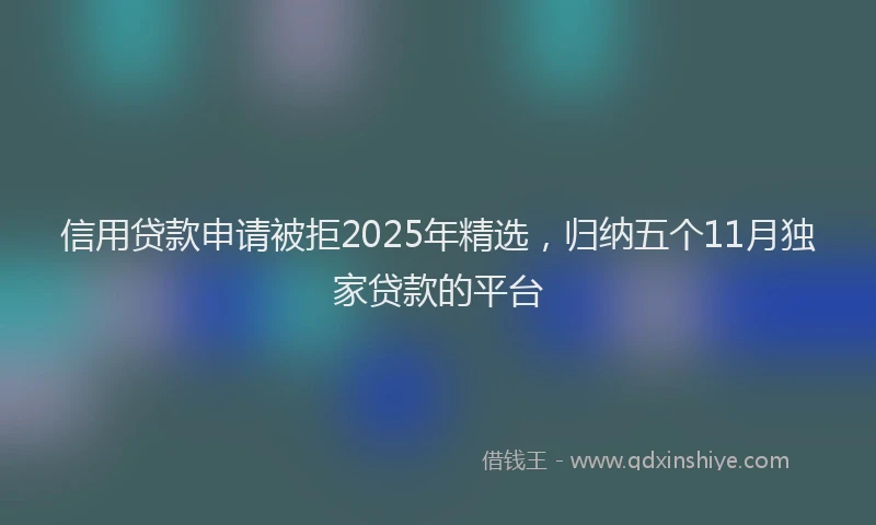 信用贷款申请被拒2025年精选，归纳五个11月独家贷款的平台