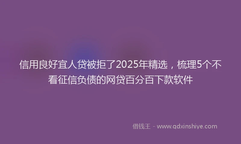 信用良好宜人贷被拒了2025年精选，梳理5个不看征信负债的网贷百分百下款软件