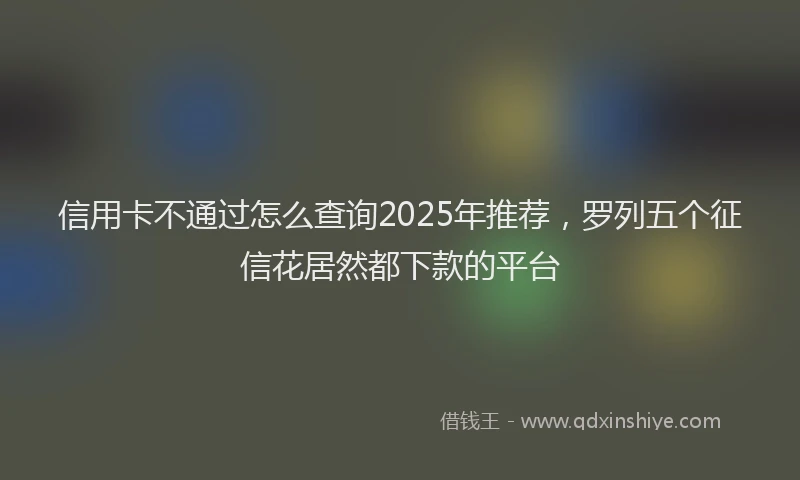 信用卡不通过怎么查询2025年推荐，罗列五个征信花居然都下款的平台