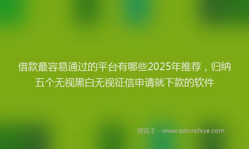 借款最容易通过的平台有哪些2025年推荐，归纳五个无视黑白无视征信申请就下款的软件