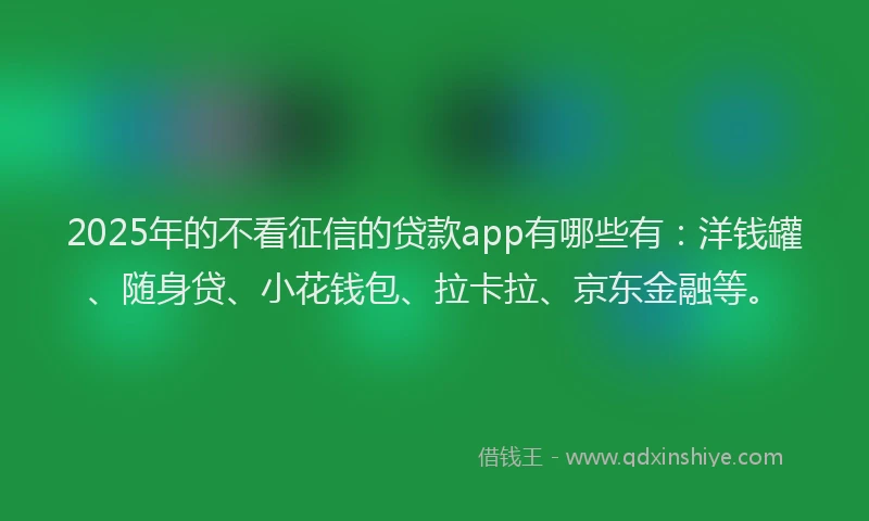 2025年的不看征信的贷款app有哪些有：洋钱罐、随身贷、小花钱包、拉卡拉、京东金融等。