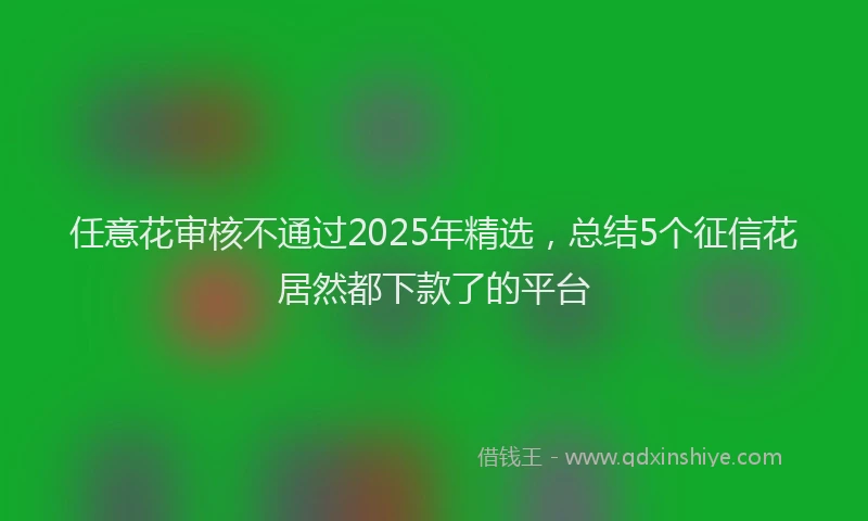 任意花审核不通过2025年精选，总结5个征信花居然都下款了的平台