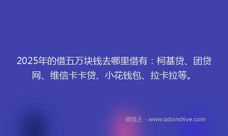 2025年的借五万块钱去哪里借有：柯基贷、团贷网、维信卡卡贷、小花钱包、拉卡拉等。