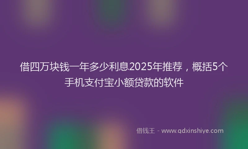 借四万块钱一年多少利息2025年推荐，概括5个手机支付宝小额贷款的软件
