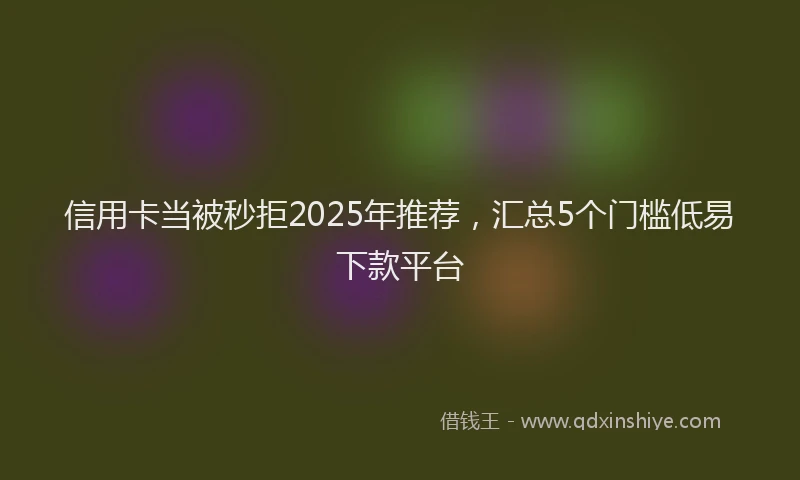 信用卡当被秒拒2025年推荐，汇总5个门槛低易下款平台