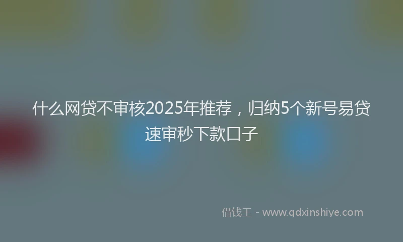 什么网贷不审核2025年推荐，归纳5个新号易贷速审秒下款口子