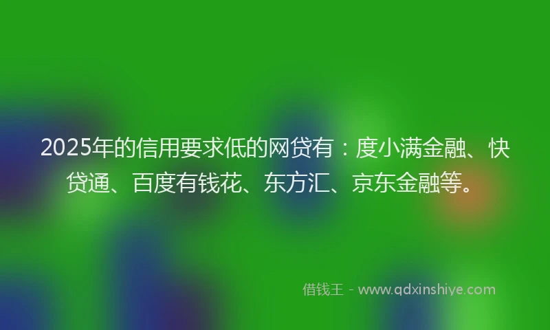 2025年的信用要求低的网贷有：度小满金融、快贷通、百度有钱花、东方汇、京东金融等。