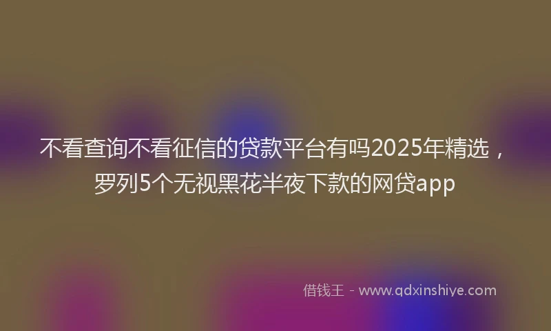 不看查询不看征信的贷款平台有吗2025年精选，罗列5个无视黑花半夜下款的网贷app