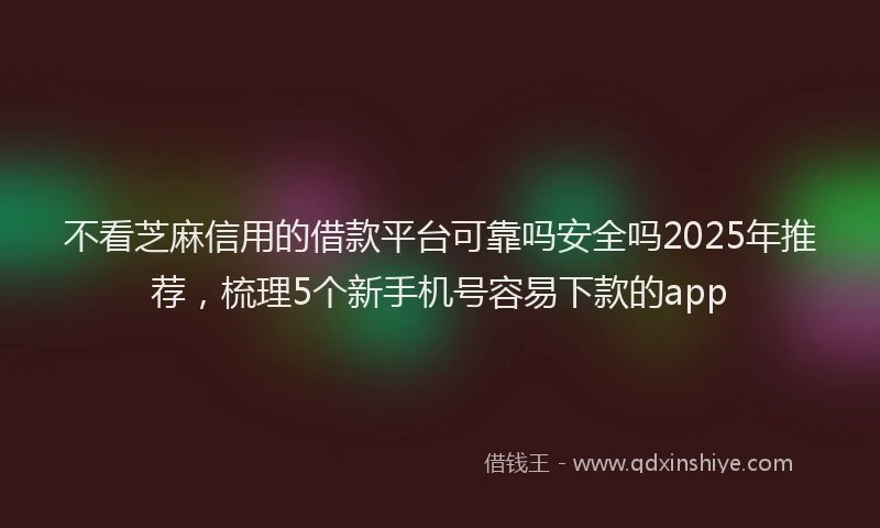 不看芝麻信用的借款平台可靠吗安全吗2025年推荐，梳理5个新手机号容易下款的app