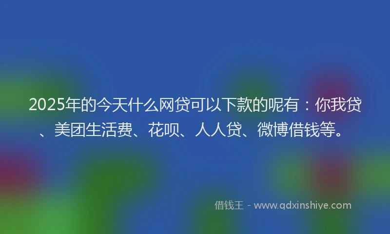 2025年的今天什么网贷可以下款的呢有：你我贷、美团生活费、花呗、人人贷、微博借钱等。