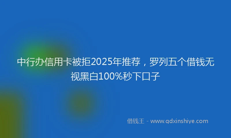 中行办信用卡被拒2025年推荐，罗列五个借钱无视黑白100%秒下口子