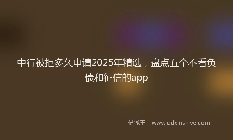 中行被拒多久申请2025年精选，盘点五个不看负债和征信的app