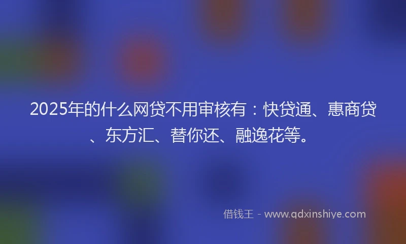 2025年的什么网贷不用审核有：快贷通、惠商贷、东方汇、替你还、融逸花等。